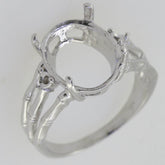 Sterling Silver Semi Mount Ring Setting Oval OV 10x8mm Bamboo Shank - Syzjewelry